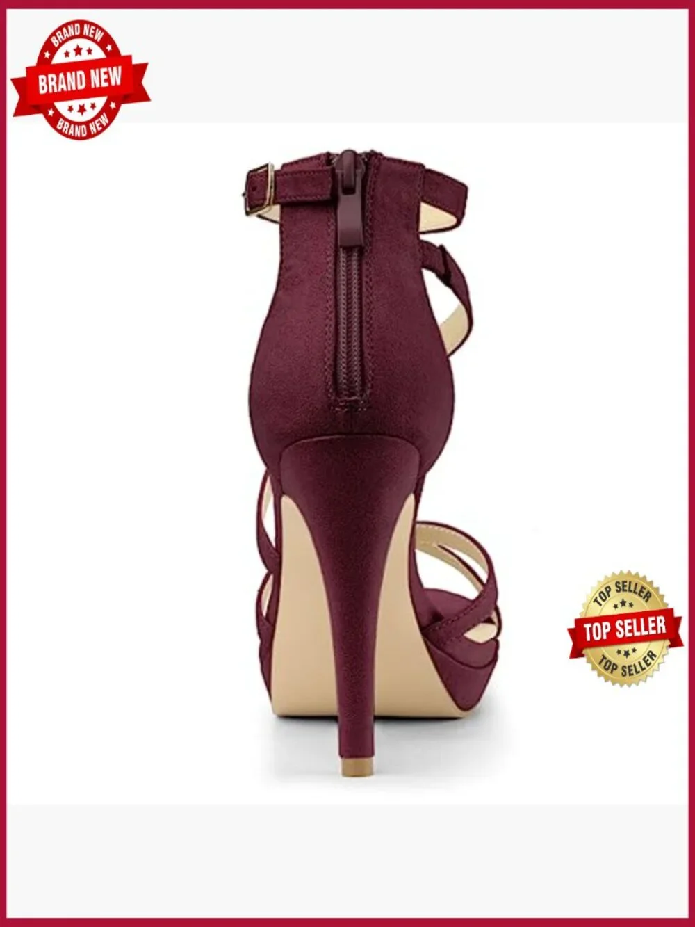 Strappy Platform Stiletto Heel Sandals, Open Toe, Ankle Strap, Back Zip